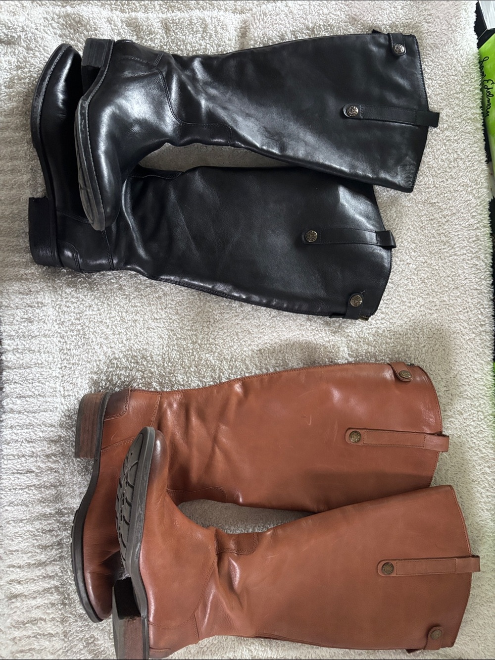 Sam Edelman Penny 2 Whiskey Leather Riding Boots - Brown & Black - Wide Calf